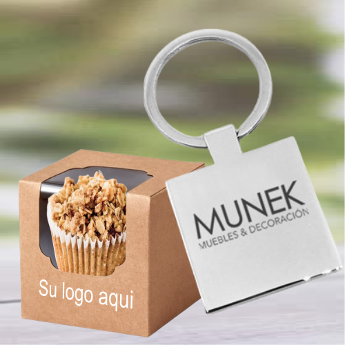 Box de cupcakes corporativos y llaveros de marca personalizados para eventos en Cali